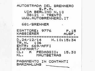 Brenner motorway toll Italy